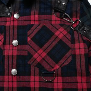 site pas cher PUNK RAVE Chemise ‘Color Plaid’ En Tartan Rouge Et Vert 44