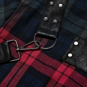site pas cher PUNK RAVE Chemise ‘Color Plaid’ En Tartan Rouge Et Vert 48