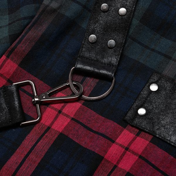 site pas cher PUNK RAVE Chemise ‘Color Plaid’ En Tartan Rouge Et Vert 16