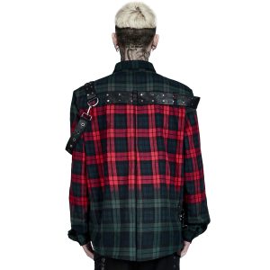site pas cher PUNK RAVE Chemise ‘Color Plaid’ En Tartan Rouge Et Vert 24