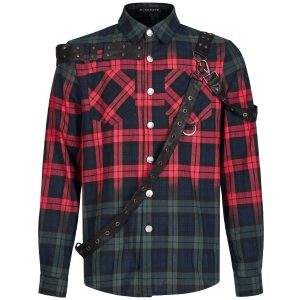 site pas cher PUNK RAVE Chemise ‘Color Plaid’ En Tartan Rouge Et Vert 36