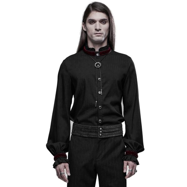 magasin pour PUNK RAVE Chemise ‘Desmond’ Noire Et Bordeaux 3
