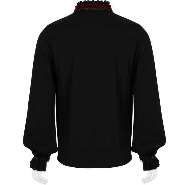 magasin pour PUNK RAVE Chemise ‘Desmond’ Noire Et Bordeaux 12