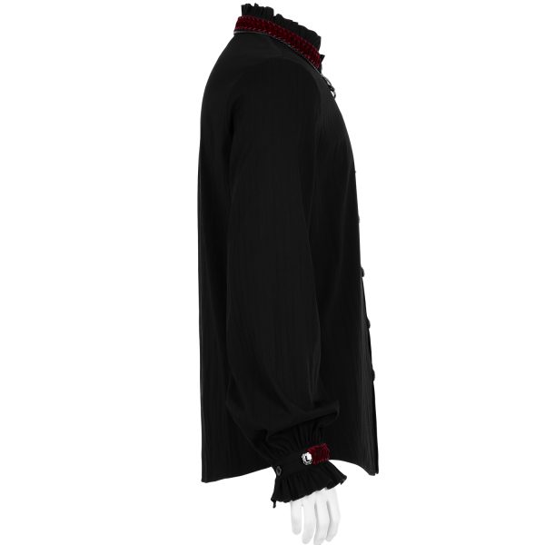 magasin pour PUNK RAVE Chemise ‘Desmond’ Noire Et Bordeaux 13