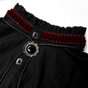 magasin pour PUNK RAVE Chemise ‘Desmond’ Noire Et Bordeaux 43