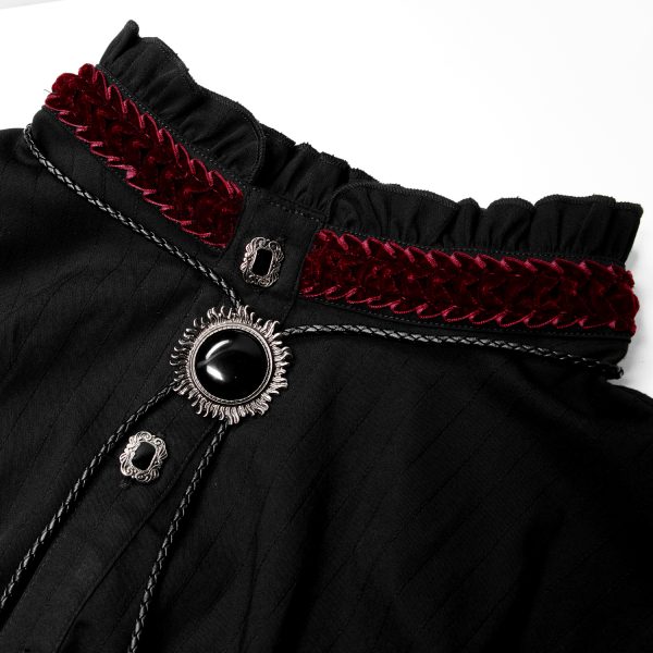 magasin pour PUNK RAVE Chemise ‘Desmond’ Noire Et Bordeaux 15