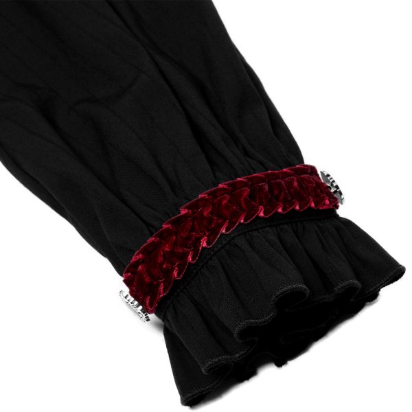 magasin pour PUNK RAVE Chemise ‘Desmond’ Noire Et Bordeaux 16