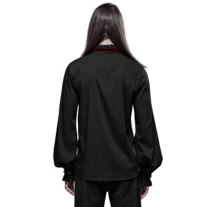 magasin pour PUNK RAVE Chemise ‘Desmond’ Noire Et Bordeaux 21