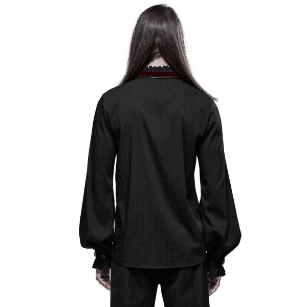 magasin pour PUNK RAVE Chemise ‘Desmond’ Noire Et Bordeaux 4