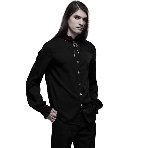 magasin pour PUNK RAVE Chemise ‘Desmond’ Noire Et Bordeaux 5