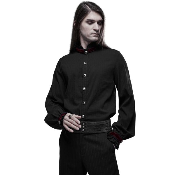 magasin pour PUNK RAVE Chemise ‘Desmond’ Noire Et Bordeaux 6