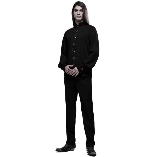 magasin pour PUNK RAVE Chemise ‘Desmond’ Noire Et Bordeaux 8