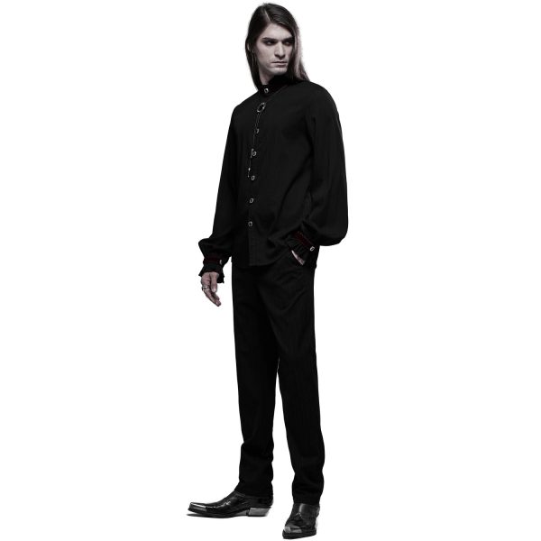 magasin pour PUNK RAVE Chemise ‘Desmond’ Noire Et Bordeaux 9