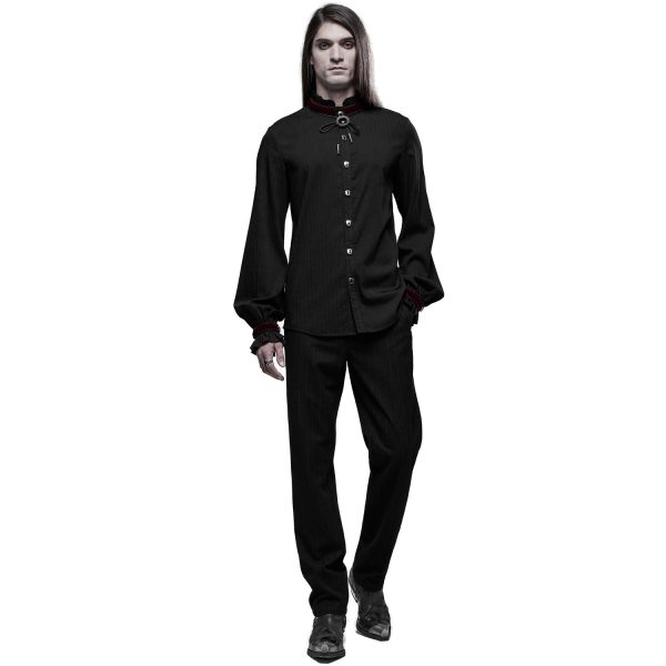 magasin pour PUNK RAVE Chemise ‘Desmond’ Noire Et Bordeaux 10