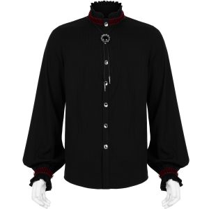 magasin pour PUNK RAVE Chemise ‘Desmond’ Noire Et Bordeaux 35