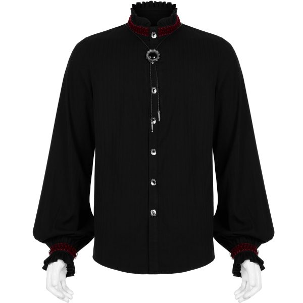 magasin pour PUNK RAVE Chemise ‘Desmond’ Noire Et Bordeaux 11