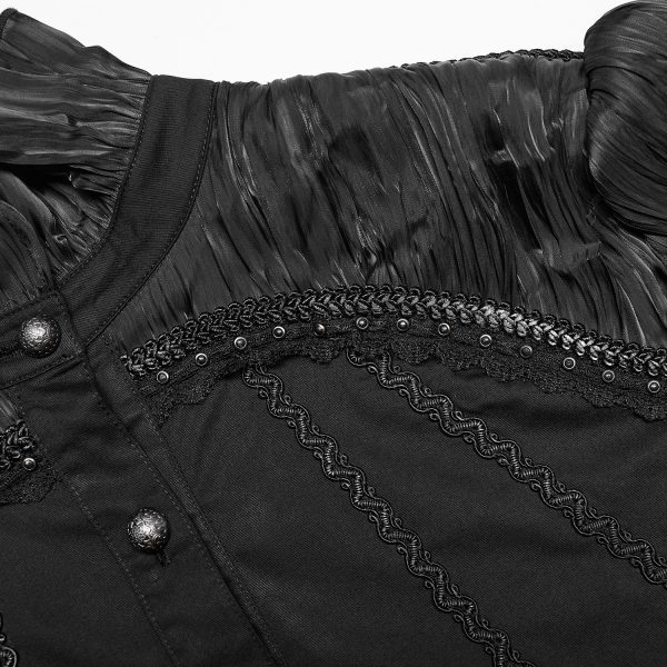 pas cher marque PUNK RAVE Chemise ‘Goth Cage’ Noire 17