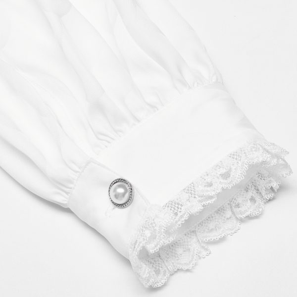 PUNK RAVE Chemise ‘Gothic Dragon’ Blanche Neuve avec étiquette 13