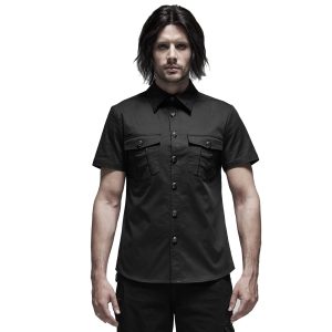 PUNK RAVE Chemise Manches Courtes ‘Detroit’ Noire Retour Facile et Gratuit 16