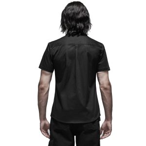 PUNK RAVE Chemise Manches Courtes ‘Detroit’ Noire Retour Facile et Gratuit 18