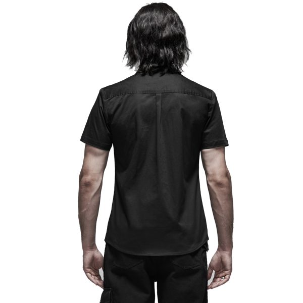 PUNK RAVE Chemise Manches Courtes ‘Detroit’ Noire Retour Facile et Gratuit 4