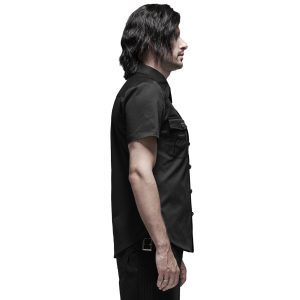 PUNK RAVE Chemise Manches Courtes ‘Detroit’ Noire Retour Facile et Gratuit 20