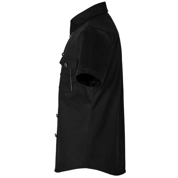 PUNK RAVE Chemise Manches Courtes ‘Detroit’ Noire Retour Facile et Gratuit 10