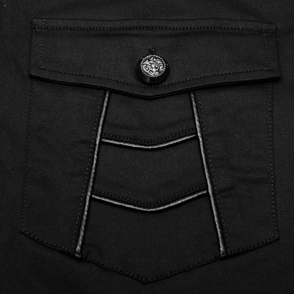 PUNK RAVE Chemise Manches Courtes ‘Detroit’ Noire Retour Facile et Gratuit 11