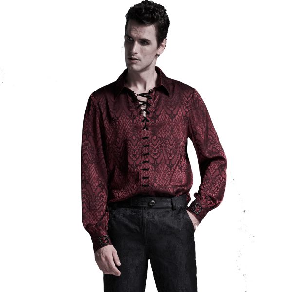 marque pas cher PUNK RAVE Chemise ‘Nephilim’ Rouge 3