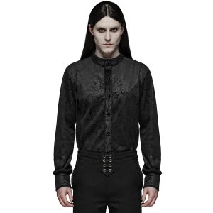 boutique pas cher PUNK RAVE Chemise ‘Nocturn’ En Brocard Noire 14