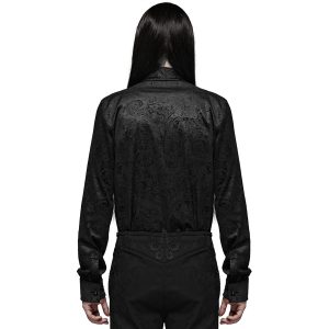 boutique pas cher PUNK RAVE Chemise ‘Nocturn’ En Brocard Noire 16