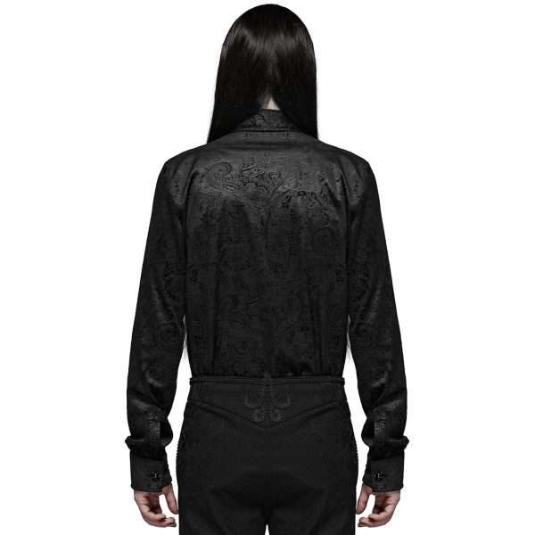 boutique pas cher PUNK RAVE Chemise ‘Nocturn’ En Brocard Noire 4