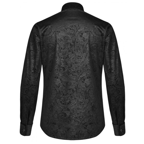 boutique pas cher PUNK RAVE Chemise ‘Nocturn’ En Brocard Noire 7