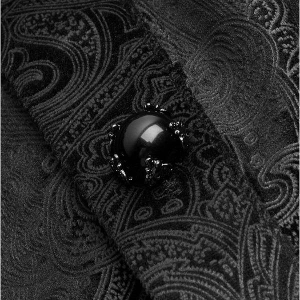 boutique pas cher PUNK RAVE Chemise ‘Nocturn’ En Brocard Noire 9