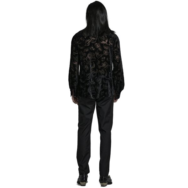 PUNK RAVE Chemise ‘Piranha’ En Velours Noir REMISE allant jusqu. 7