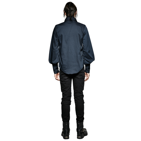 a Prix Discount PUNK RAVE Chemise Rayée ‘Edward’ Bleue 8