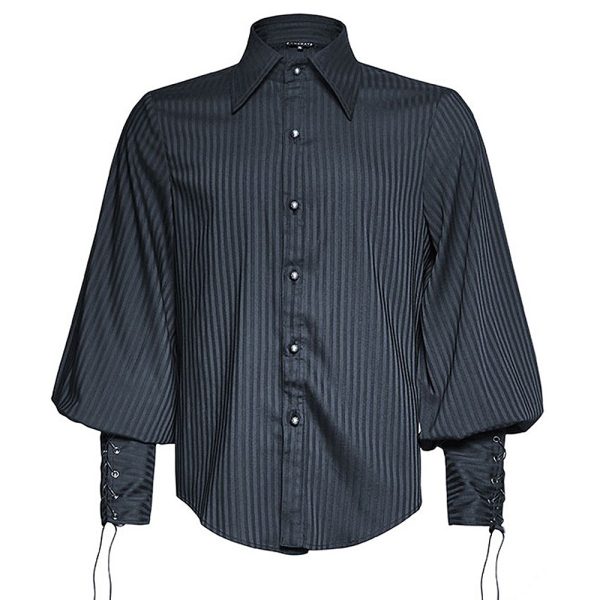 a Prix Discount PUNK RAVE Chemise Rayée ‘Edward’ Bleue 9