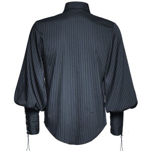 a Prix Discount PUNK RAVE Chemise Rayée ‘Edward’ Bleue 30