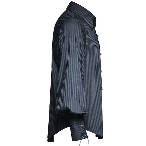 a Prix Discount PUNK RAVE Chemise Rayée ‘Edward’ Bleue 11