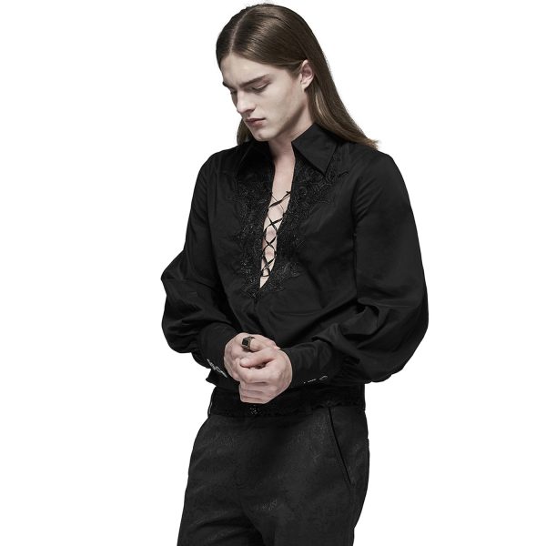 dernière tendance PUNK RAVE Chemise ‘Royal Vampire’ Noire 5