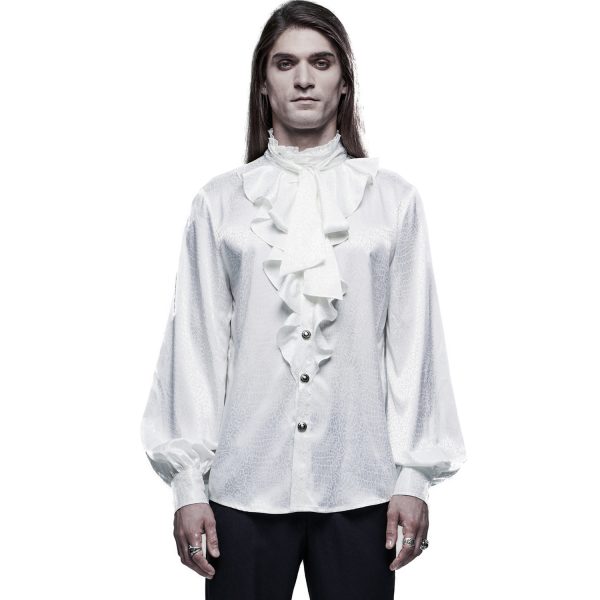 mode pas cher PUNK RAVE Chemise ‘Valerian’ En Jacquard Blanche 3