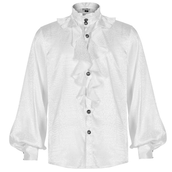 mode pas cher PUNK RAVE Chemise ‘Valerian’ En Jacquard Blanche 13