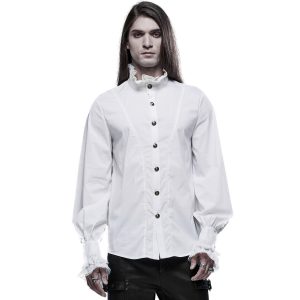 PUNK RAVE Chemise Victorienne ‘Asmodeus’ Blanche pas cher 21