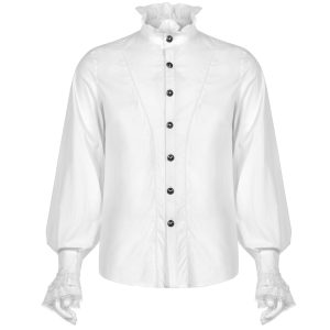 PUNK RAVE Chemise Victorienne ‘Asmodeus’ Blanche pas cher 41