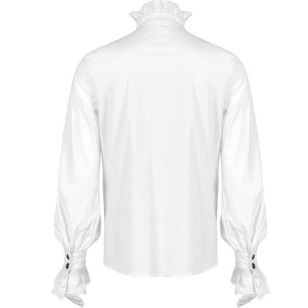 PUNK RAVE Chemise Victorienne ‘Asmodeus’ Blanche pas cher 14