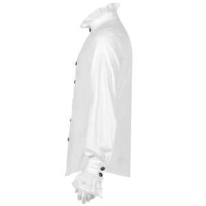 PUNK RAVE Chemise Victorienne ‘Asmodeus’ Blanche pas cher 45