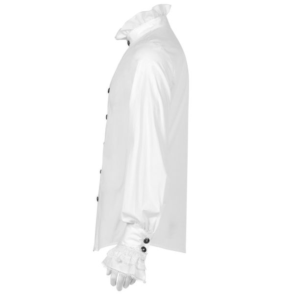 PUNK RAVE Chemise Victorienne ‘Asmodeus’ Blanche pas cher 15