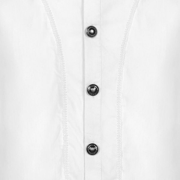 PUNK RAVE Chemise Victorienne ‘Asmodeus’ Blanche pas cher 17