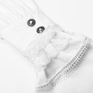 PUNK RAVE Chemise Victorienne ‘Asmodeus’ Blanche pas cher 51