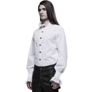 PUNK RAVE Chemise Victorienne ‘Asmodeus’ Blanche pas cher 25